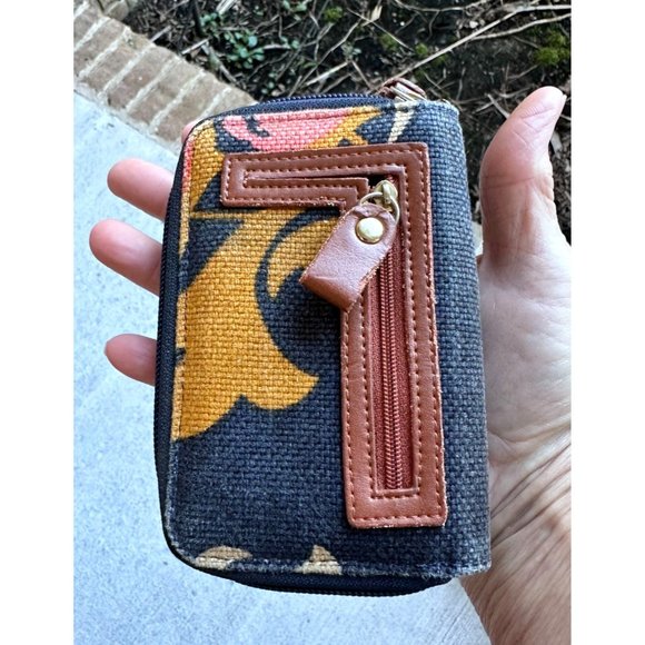 Spartina 449 Linen Leather Zip Around Wallet Cell Phone Change Purse Dau… - Picture 2 of 12